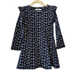 MARKS AND SPENCER Geometric Shapes Dress Girls 5-6 M&S Black White Girl Ruffles